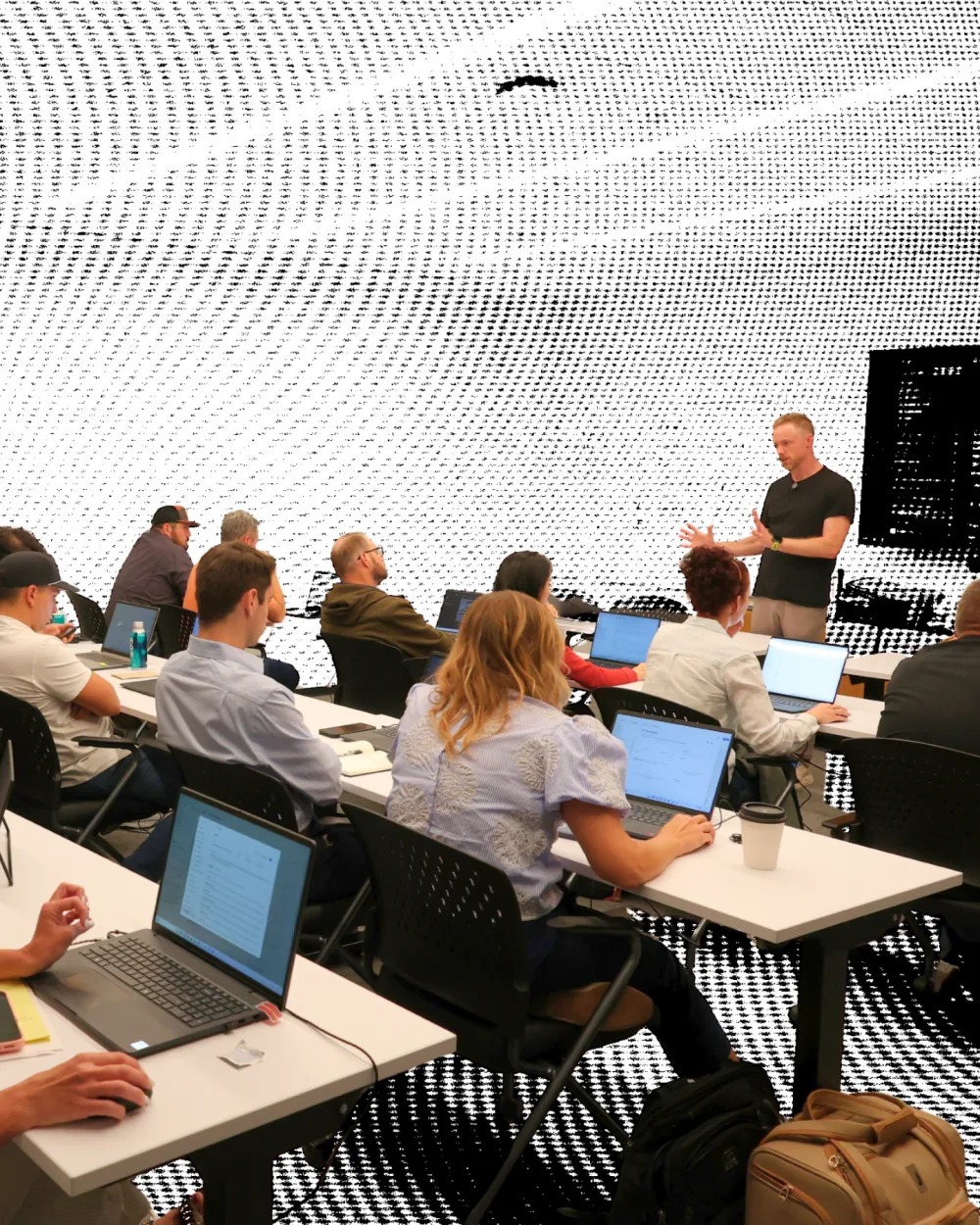 Austin Senseman teaching Caravan’s public AI workshop at The Ion in Houston