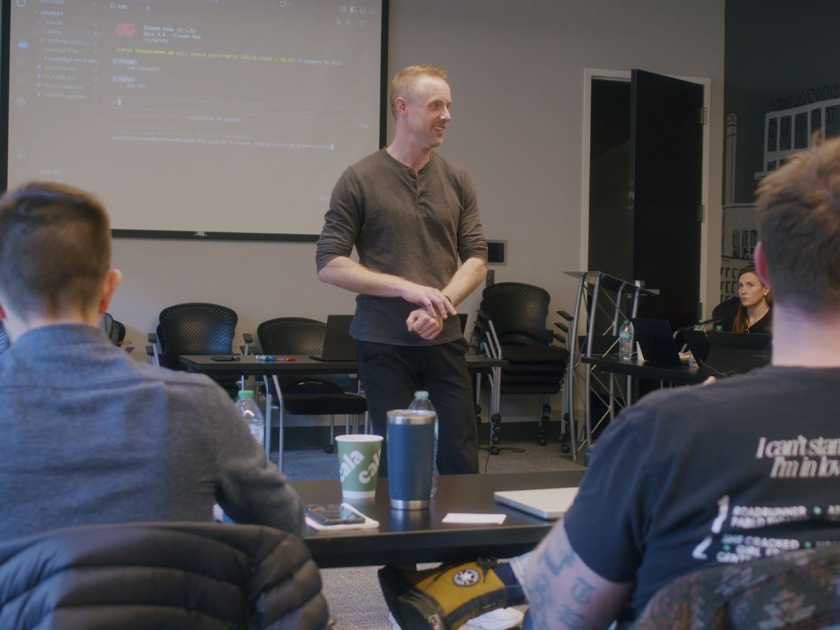 Austin Senseman leading a Caravan AI workshop