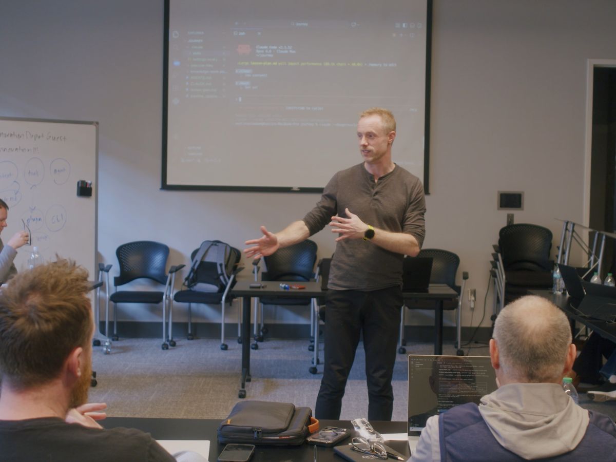 Austin Senseman leading a Caravan AI workshop
