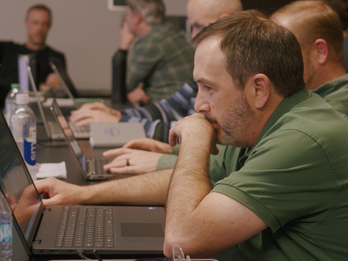 A Caravan workshop attendee deep in their work